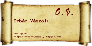 Orbán Vászoly névjegykártya